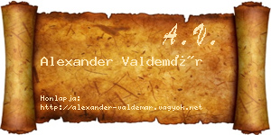Alexander Valdemár névjegykártya